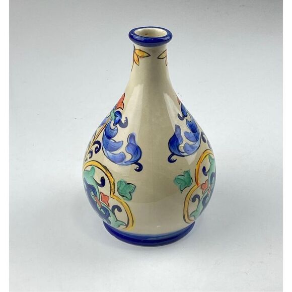 Aqua Jade Moroccan Water Pitcher Hand Painted Blue Green Orange Red Rare HTF DQ1 - Picture 5 of 10